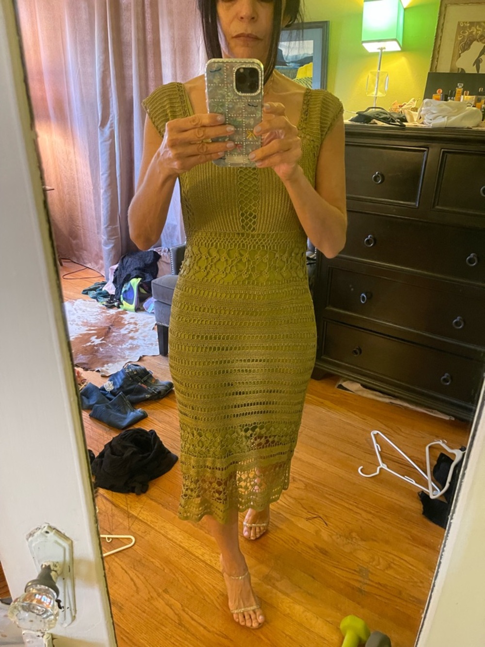 Olive Crochet Knit Women’s Dress